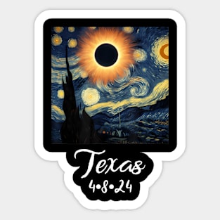 Solar Eclipse Texas 2024 Starry Night Sticker